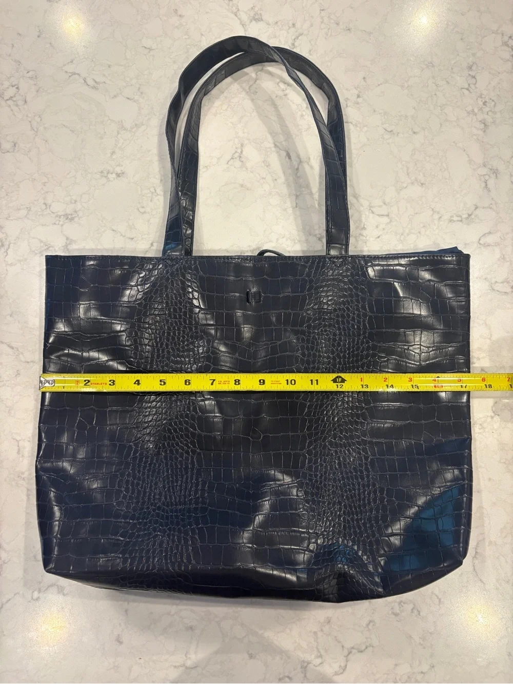 Saks Fifth Avenue Navy Croc-Embossed Faux Leather Tote Bag